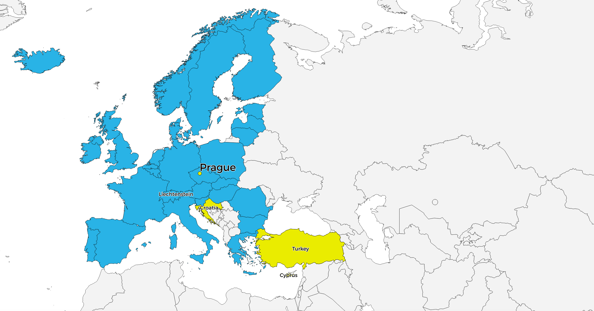 Map of the members of the Bologna Process at the Prague Ministerial Conference